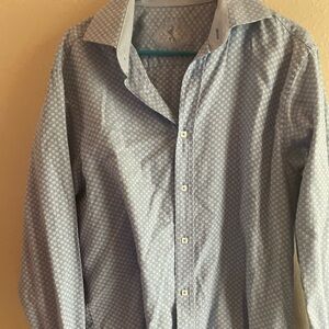 Bugatchi Light Blue Geometric Button Down Shirt. Large